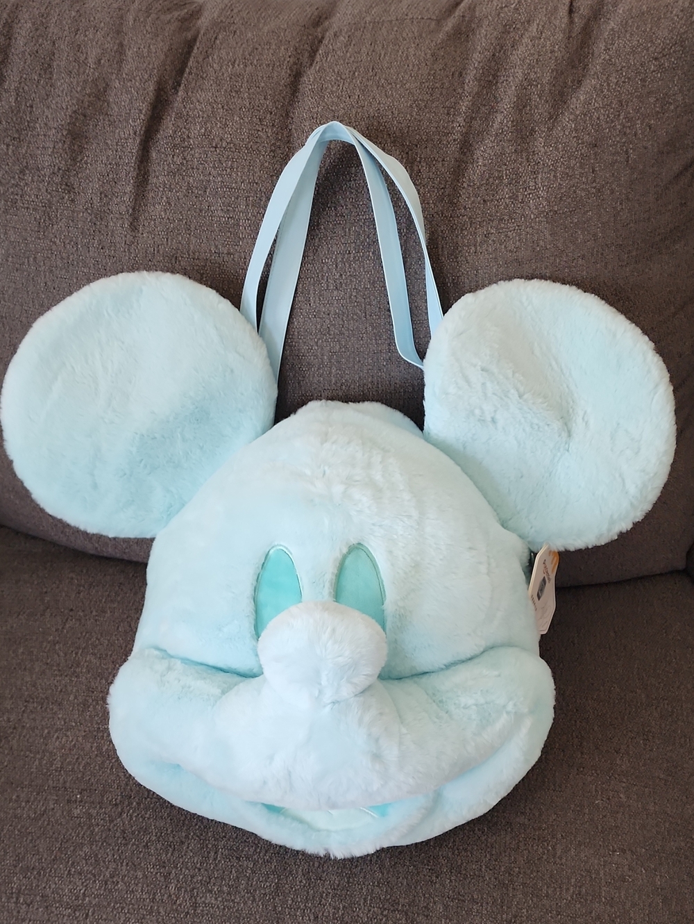 RARE GIANT Disney Light Blue Plush Character MICKEY Bag Beatiful